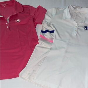 Nike Women's Pink and White Polo Shirts
